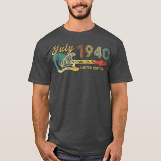 T-shirt Guitare Lover 82 ans Cadeaux Juillet 1940 Limited