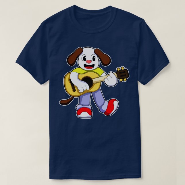 T-shirt Guitare musicale de chien (Design devant)