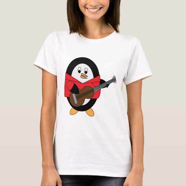 T-shirt Guitare musicienne de pingouin (Devant)
