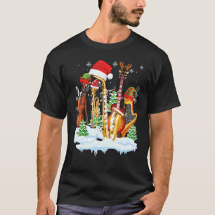 T-shirt Guitare Saxophone Harpe Jazz Père Noël Chapeau Noë