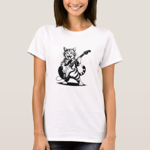 T-shirt Guitare solo Rockstar Chat - Cadeau drôle pour ama