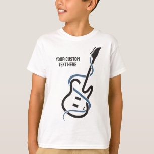 T-shirt Guitare stylisée de texte personnalisé