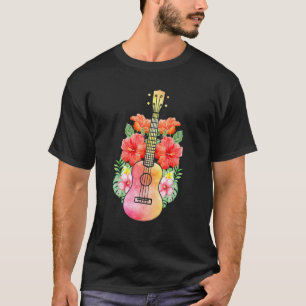 T-shirt Guitare Ukulele Hawaï Musique Nature Fleurs Uke U