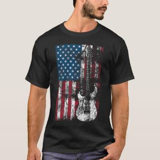 T-shirt Guitare USA Drapeau Patriotique