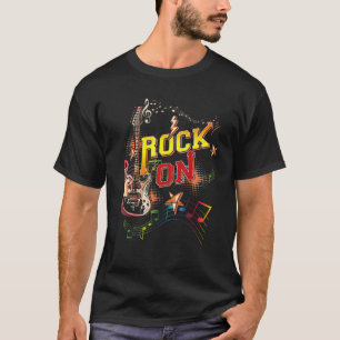 T-shirt Guitare Vintage Rock And Roll Crâne Guitariste Rét