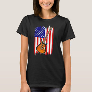 T-shirt Guitare vintage US Guitariste Drapeau américain 4