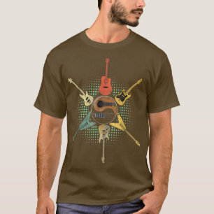 T-shirt GuitareGuitare Lover Style Rétro Cadeau Pour Guita