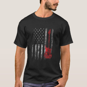 T-shirt Guitariste à la guitare détressée Drapeau Américai