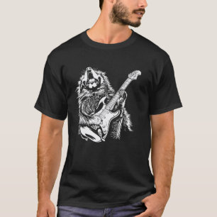 T-shirt Guitariste Chien Guitare - Papa Maman Mastiff Tibé