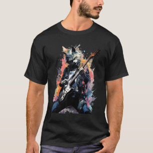 T-shirt Guitariste de chat thaïlandais guitare rock