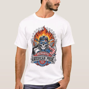 T-shirt Guitariste de la liberté patriotique Crâne Musique