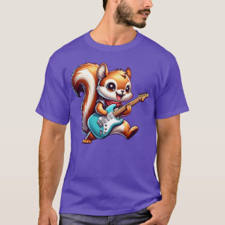 T-shirt Guitariste Écureuil Cool Groupe de Rock garçon