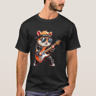 T-shirt Guitariste Hamster Guitare Électrique Concert Musi