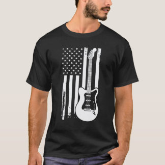 T-shirt Guitariste Patriotique 4 Juillet Drapeau Américain