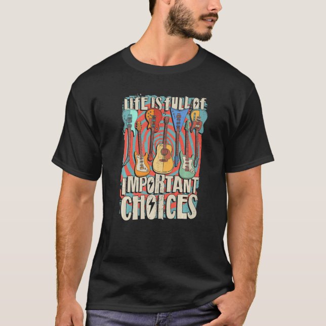 T-shirt Guitariste Vie Electrique Acoustique Guitare Rétro (Devant)