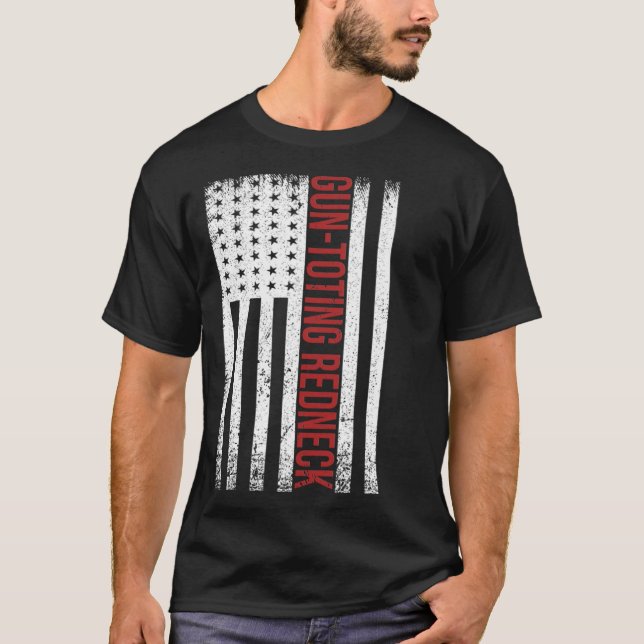 T-SHIRT GUN TOTING REDNECK FLAG (Devant)