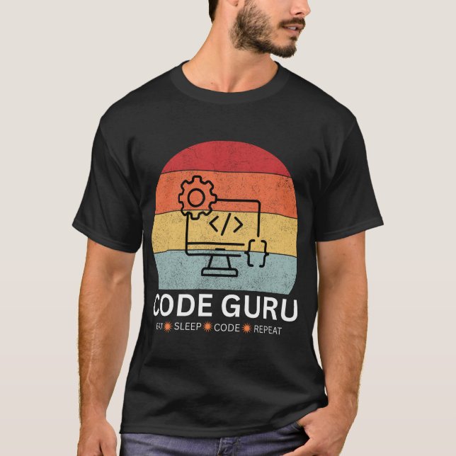 T-shirt Guru de Code - Manger, Dormir, Coder, Répéter (Devant)
