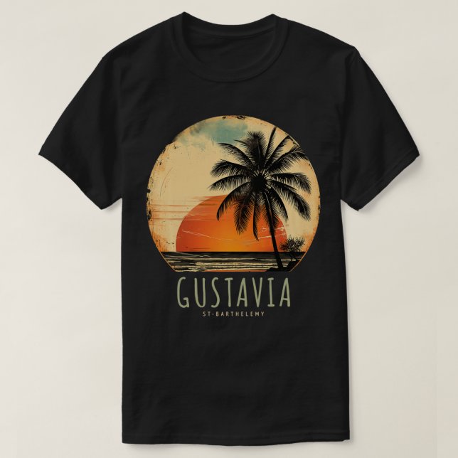 T-shirt Gustavia St Barthelemy St Barts Beach Palm Trees i (Design devant)