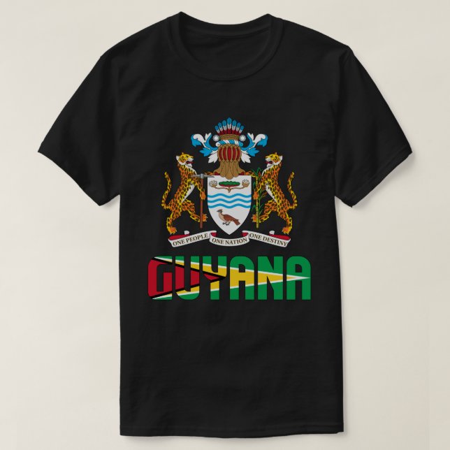 T-shirt Guyana Drapeau et blason Patriotique (Design devant)