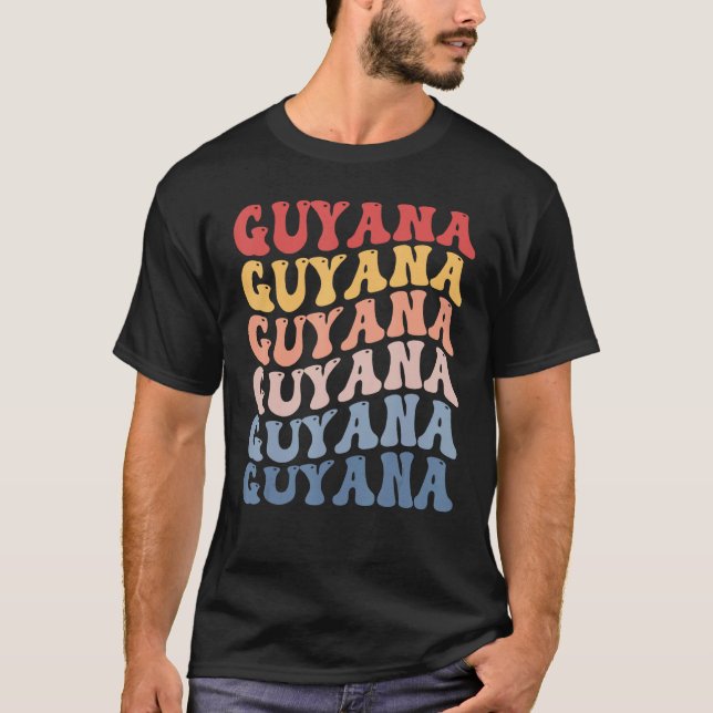 T-shirt Guyana Groovy Retro Guyanese (Devant)