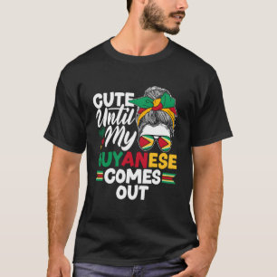 T-shirt Guyane Guyanaise Guyana Drapeau mignon jusqu'à mon