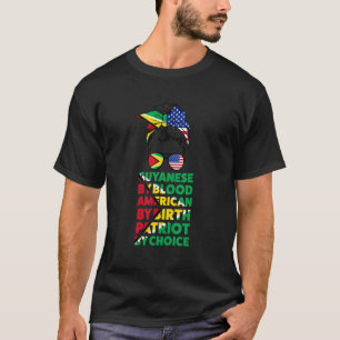 T-shirt Guyanese By Blood Amfrican By Birth Guyana Guyanes