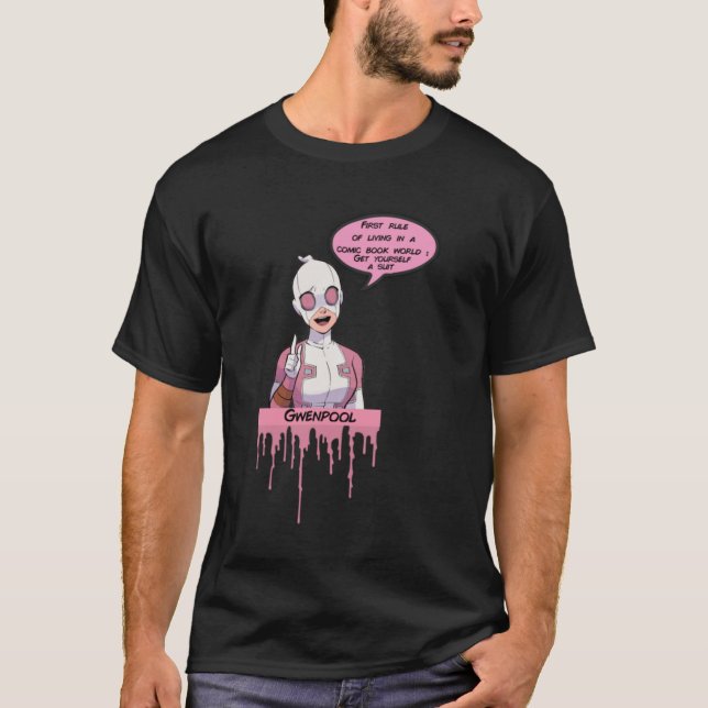T-shirt gwenpool première règle goutte à goutte rose class (Devant)
