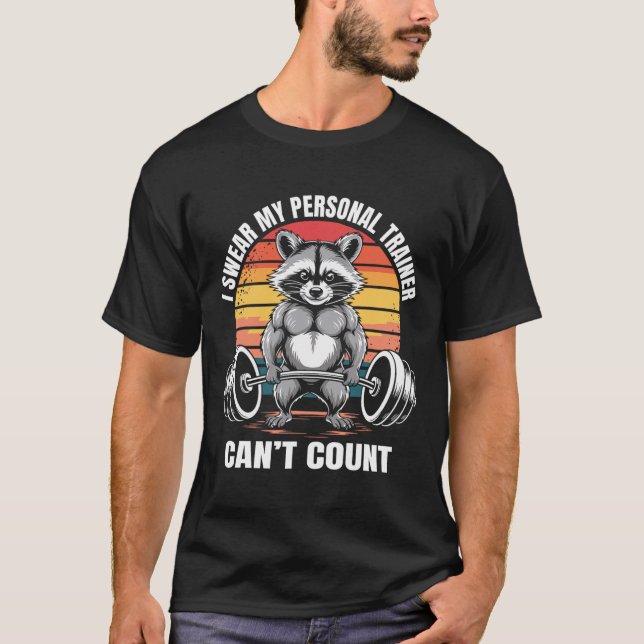 T-shirt Gym Fitness Saying I Swear My Personal Trainer Can (Devant)