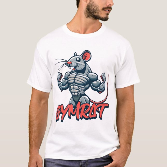 T-shirt Gym Rat ! Drôle Cartoon de rat musculaire (Devant)