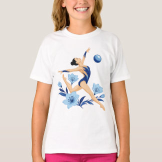 T-shirt Gymnaste bleue avec des fleurs