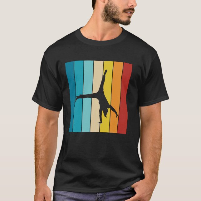T-shirt Gymnastics Retro Sunset Silhouette Gymnast (Devant)