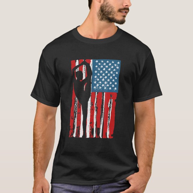 T-shirt Gymnastique Usa Drapeau Gymnaste Maman Papa Parent (Devant)