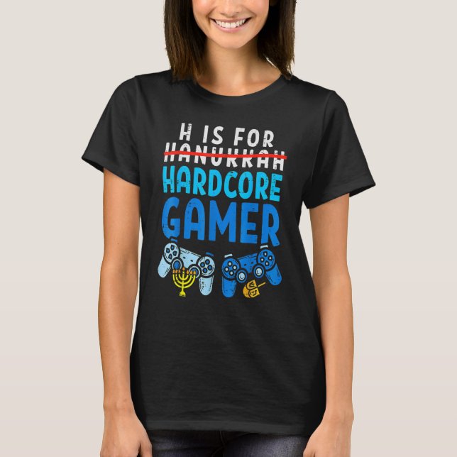 T-shirt H Est Pour Hanoukka Gamer Video Gaming Boys Men Gi (Devant)