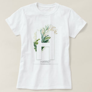 T-shirt H Monogramme Gold Greenergie Feuilles Élégant