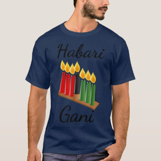 T-shirt Habari Gani Kinara bougies céleste afro-américain