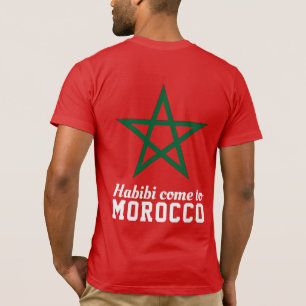 T-shirt Habibi Venez Au Maroc Drapeau Rouge Vert Étoile