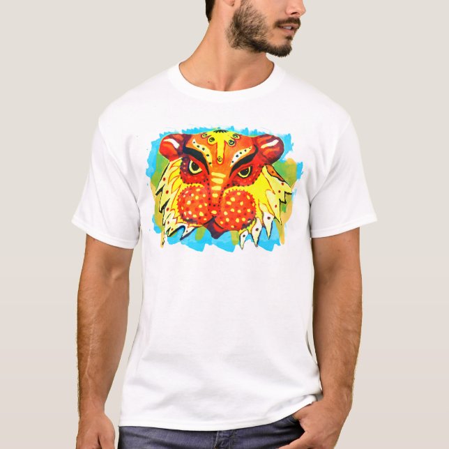 T-shirt Habillement bengali de lion de nouvelle année (Devant)