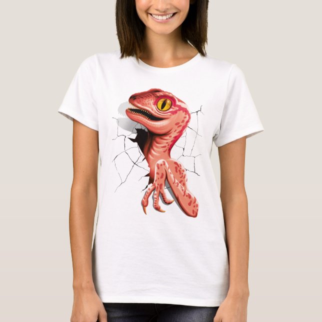 T-shirt Hachure de dinosaure de vélocirapeur réaliste (Devant)