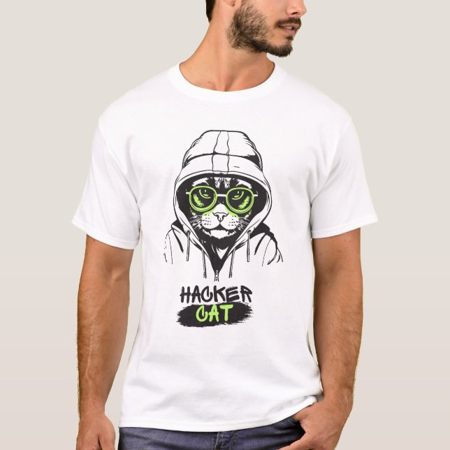 T-shirt Hacker Cat | Cool, technicien (Devant)