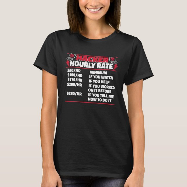 T-shirt Hacker Hourly Rate Ethical Hacking White Hat Hacke (Devant)