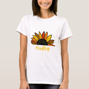 T-shirt Hadley Nom personnalisé Cute Fall Sunflower Autum