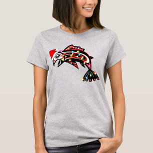 T-shirt Haida Esprit Saumon Animal avec lumières de Noël