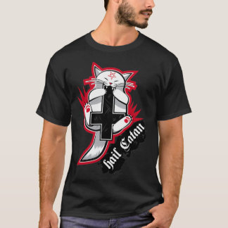 T-shirt Hail Catan Satanic chat joue avec la croix