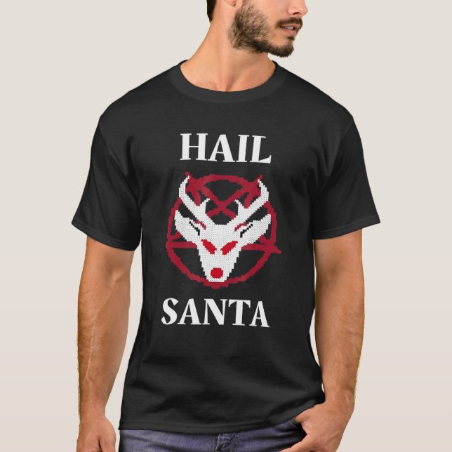 T-shirt Hail Père Noël Humour de Noël Athée Sataniste Reli (Devant)