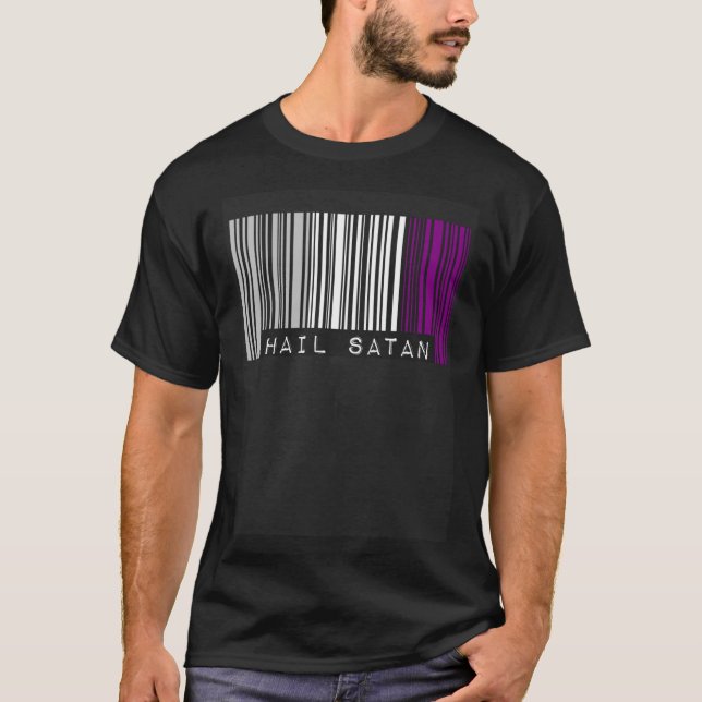 T-shirt Hail Satan Asexual Pride Flag Barcode Satanist Equ (Devant)