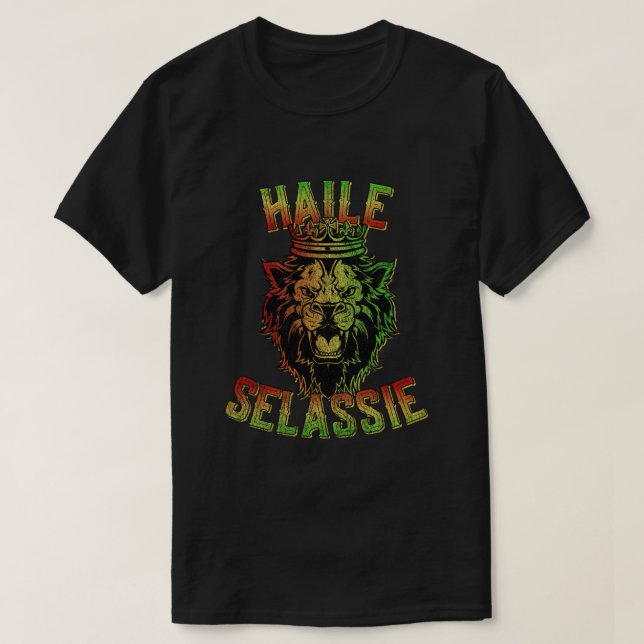 T-shirt Haile Selassie Jah Rastafari Reggae (Design devant)