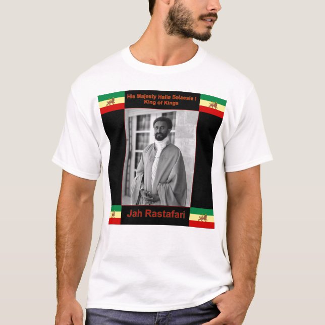 T-shirt Haile Selassie le lion de Judah, Jah Rastafari (Devant)