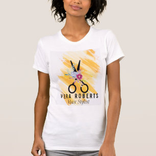 T-shirt Hair Styliste Gold Ciseau & Beauté Salon Floral