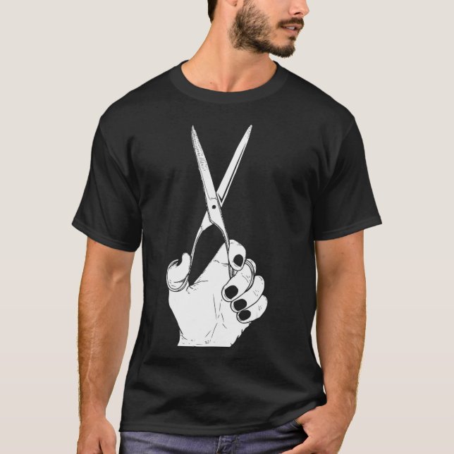 T-shirt HairDresser Hand Scissor Beautician Cool Hair (Devant)