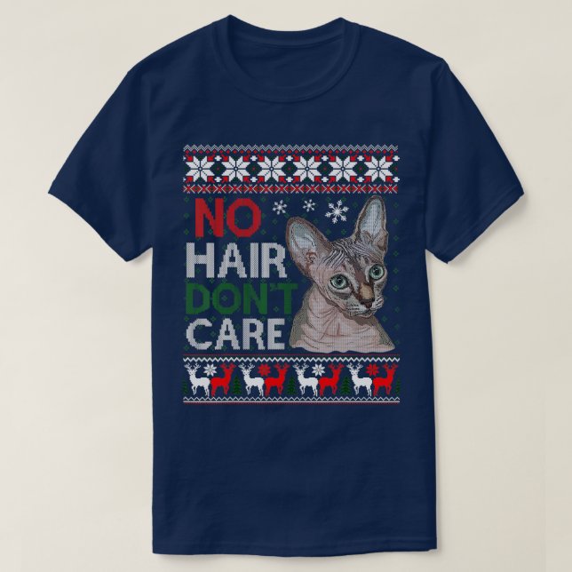 T-shirt Hairless Cat Ugly Christmas Sweater Sphynx Cat  (Design devant)